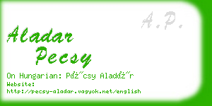 aladar pecsy business card